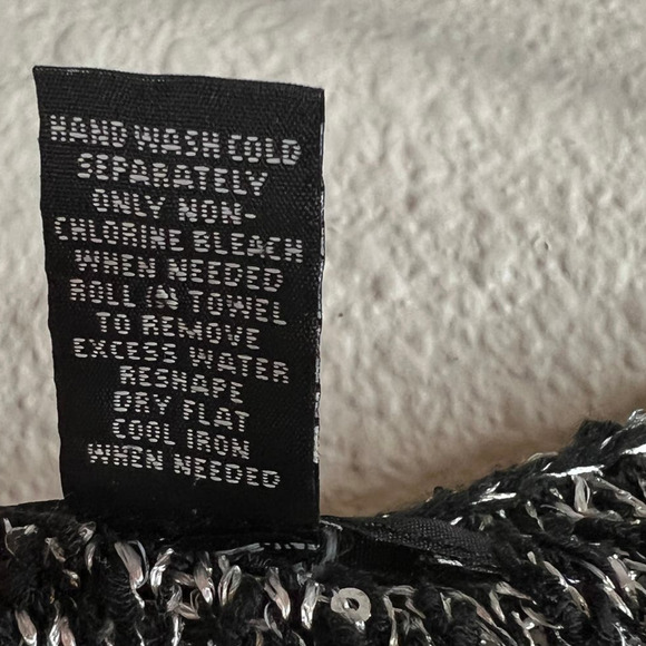 Alfani Layered-Look Sequined Sweater Black & Silver Long Sleeve Women's Size M - Picture 3 of 6